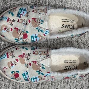 TOMS Cozy White Furry Slip-Ons